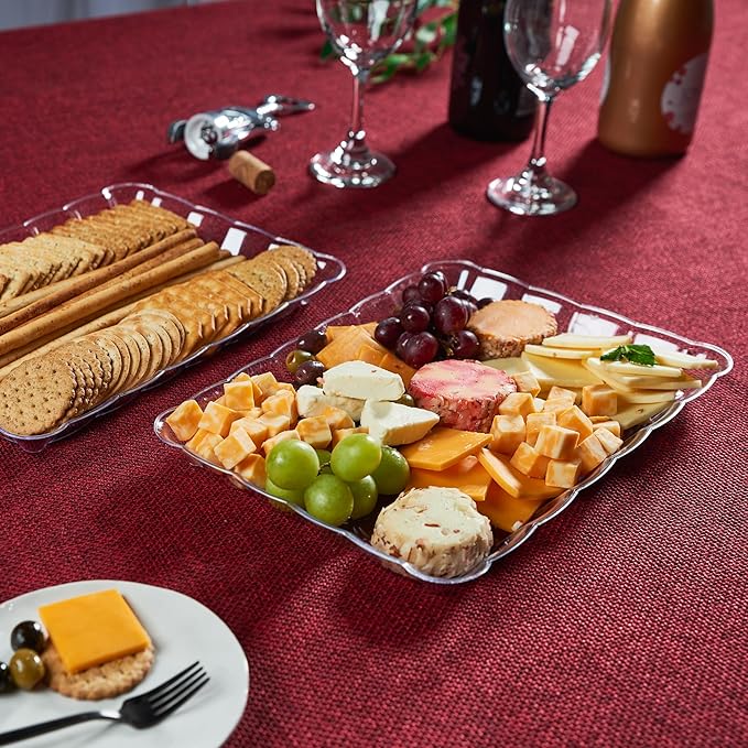 Plasticpro Plastic Serving Trays - Serving Platters Rectangle 9X13 Disposable Party Dish 8 Clear