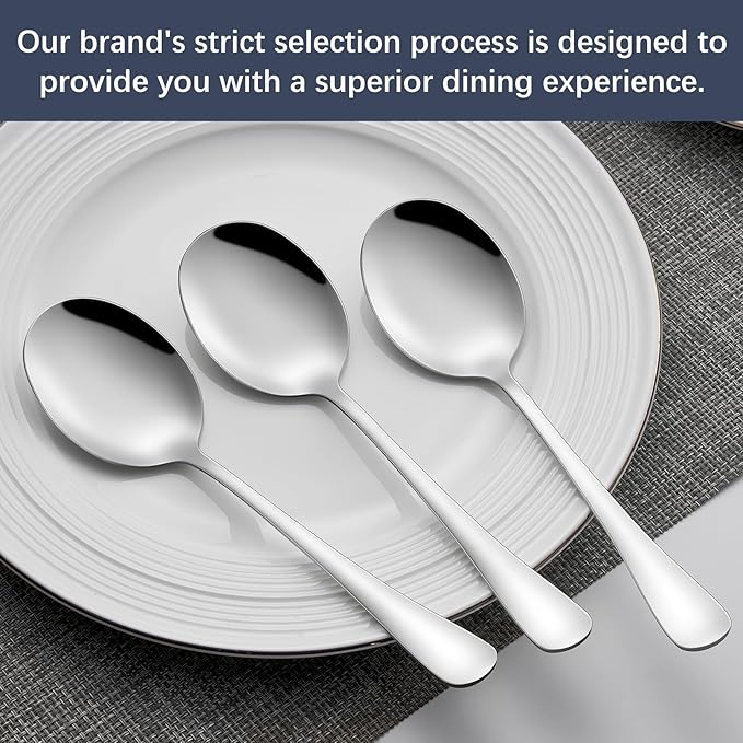 6 Piece Service Spoons Set, Stainless Steel Buffet Utensils Sets - Mirror Polished,Metal Serving Spoon for Home, Kitchen spoons The size is 8.66 inches