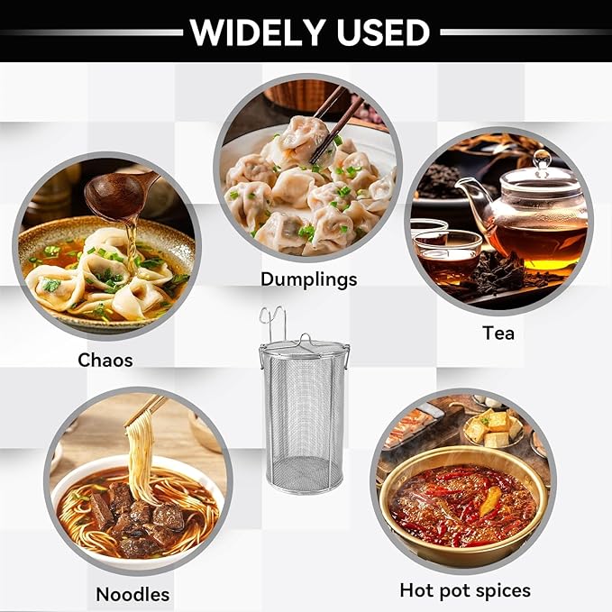 Seasoning Strainer, Stainless Steel Tea Infuser Spice Filter Soup Seasonings Seperation Basket Cooking Spice Filter with Hanging Hook Extra Large Tea Ball Strainer, 5.1 x 10.2 x 8.3in