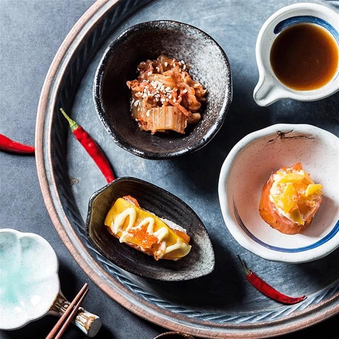WaLdor Seasoning Dishes 4.1inch Ceramic Sauce Dish Soy Sauce Dipping Bowls Appetizer Plates Japanese Style Dinnerware Set for Sushi Sauce Tomato Sauce Salad Sauce BBQ Ceramic Sauce Dish (Color : C)