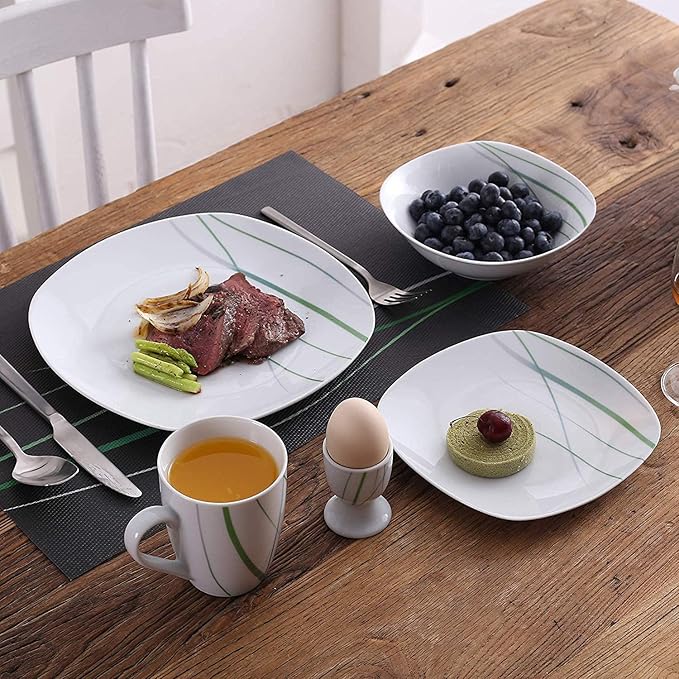 Porcelain Kitchen Dinnerware Set Ceramic Tableware 20-Piece Kitchen Porcelain Dinner Set Tableware Plate Set Including 4Egg Cup,Mug,Dessert Plate,Bowl,Dinner Plate