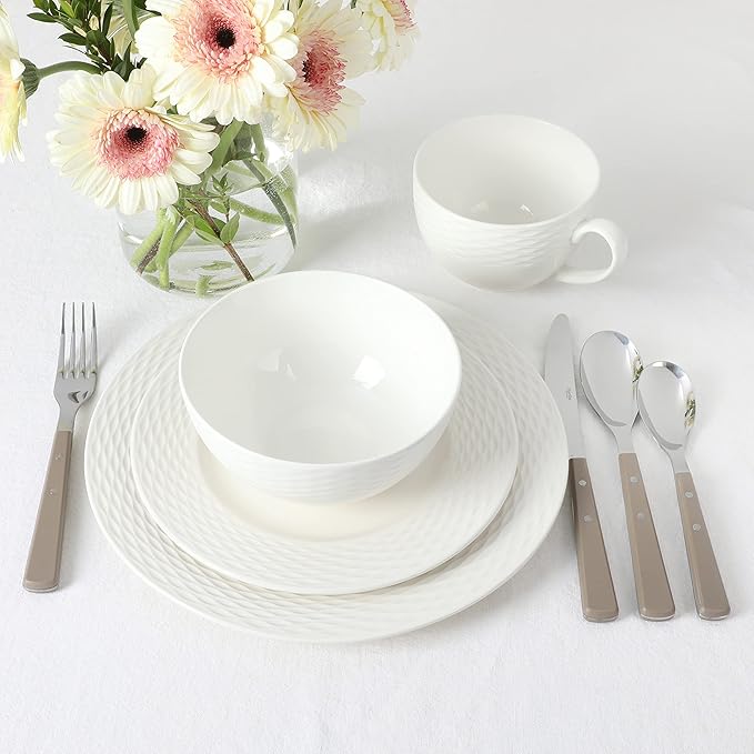 Martha Stewart Watercliffe 16 pc Flatware Set Stainless Steel w/ABS Handle - Warm Grey