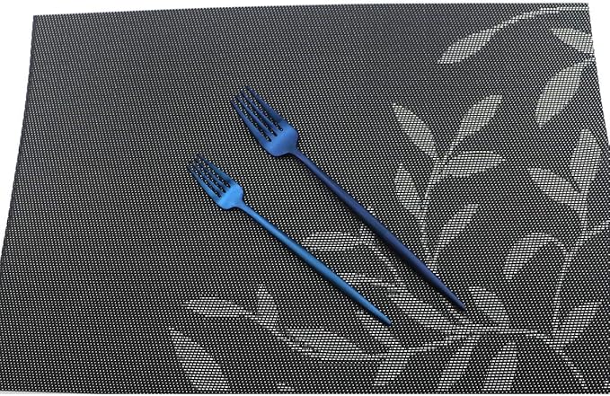 Iridescent Blue Flatware 20 Pieces Tableware Set Cutlery Set Dinnerware Anti-rust Utensil Set,Salad Spoons Knives and Dessert Forks, Silverware Service for 4