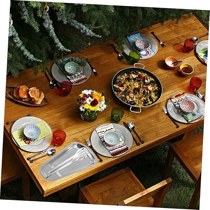 Homoyoyo 1Pc Stainless Steel Multi Functional Serving Tray Buffet Plate for Snacks Dishes Food Dish with