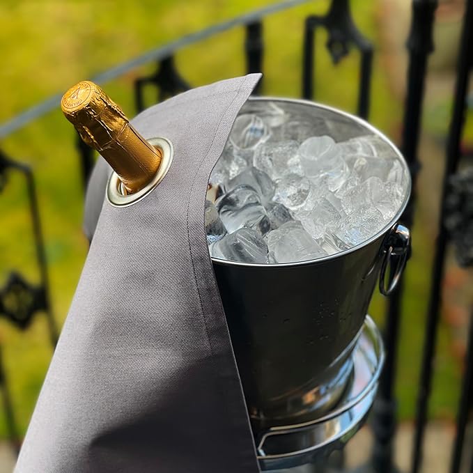 Classic Collection, Bottle Cloth with Metal Ring for Ice Buckets, Cotton, 42 cm, Corner Hole (Platinum with Silver Metal Ring, Pack of 10)