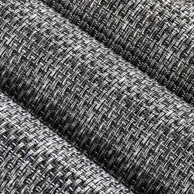 AHHFSMEI Placemats for Dining Table Set of 6 Woven Vinyl Plastic Place Mats Non-Slip Heat Insulation Stain Resistant Table Mats Washable Easy Clean Placemats (Linen Black)