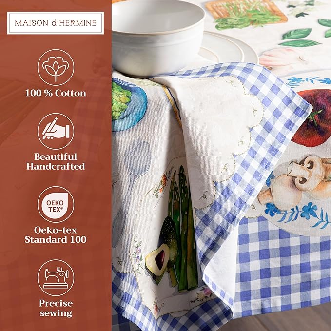 Maison d' Hermine Cloth Napkins Set of 4 100% Cotton Everyday Reusable Square Napkins Cloth Washable, Dinner, Party, Wedding, Restaurant, Spring/Summer (Gourmand, 20" x 20")