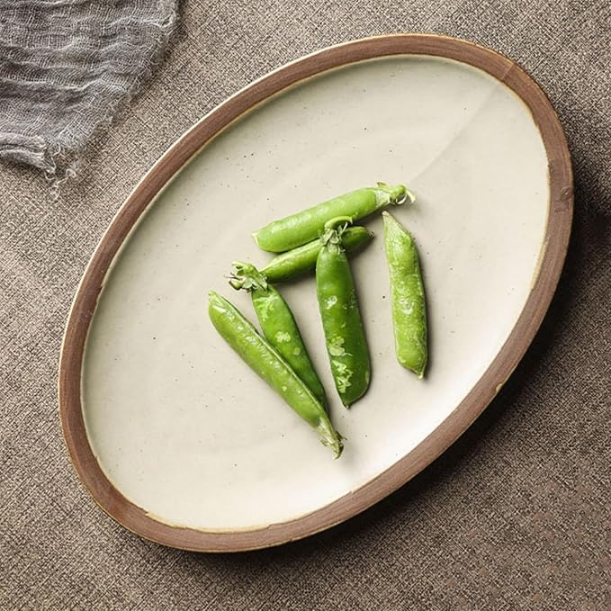 SONGCHAO Party Supplies Oval Ceramic Dinner Plate Household Salad Plate Ceramic Tableware Restaurant Kitchen Appetizer Plate Dessert Plate Party Plates (Color : Medium)