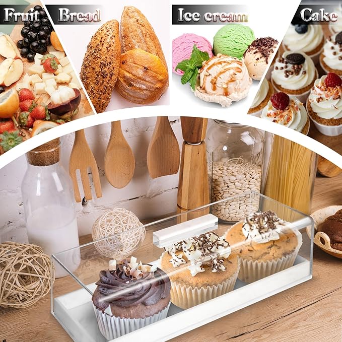 Acrylic Rectangular Cake Tray - Multifunctional Cake Stand with Cover Lid (2PCS)