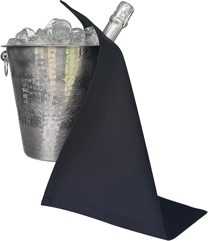 Original Collection, Bottle Cloths for Ice Buckets, Cotton, 42 cm, Corner Hole, Stitched Circle (Black, Pack of 8)