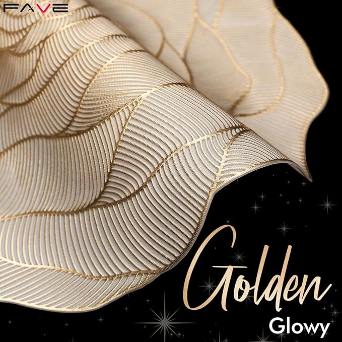 FAVE 6PCS Floral Placemats Golden Placemats Vinyl Placemats Set of 6 for Dining Table Durable Table Mats for Wedding, Banquet, Birthday, Party, Restaurant Decorations（15 x15,Gold Rose）