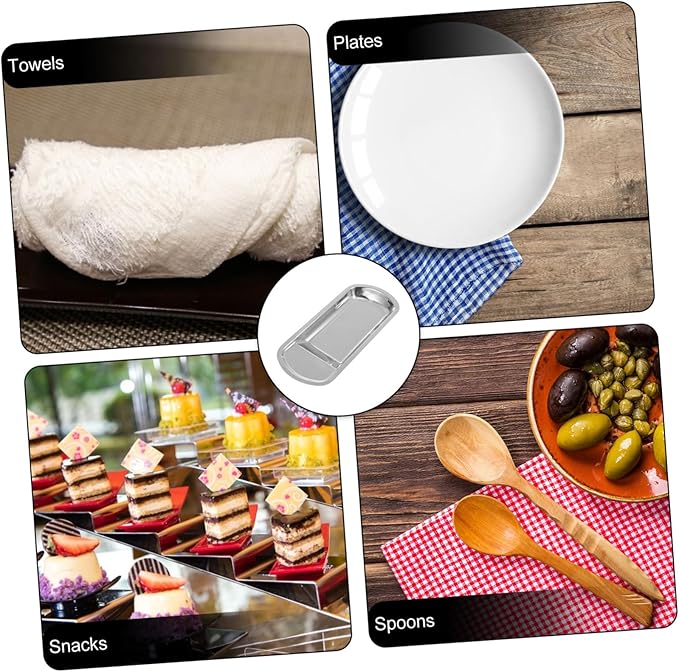 Homoyoyo 1Pc Stainless Steel Serving Tray Elegant Buffet Clip Tray with Smooth Surface Rounded Corners Easy