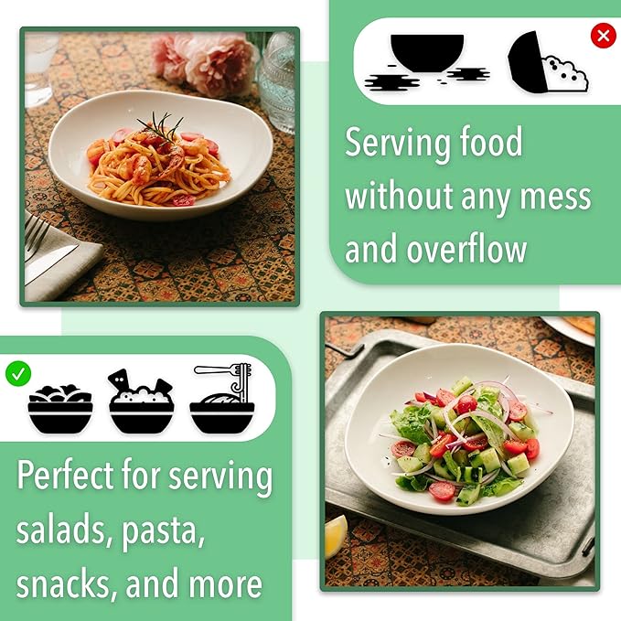 BTaT- Porcelain Serving Bowls, Triangular, 24 Oz, Set of 4, Pasta Bowls, Large Serving Bowls