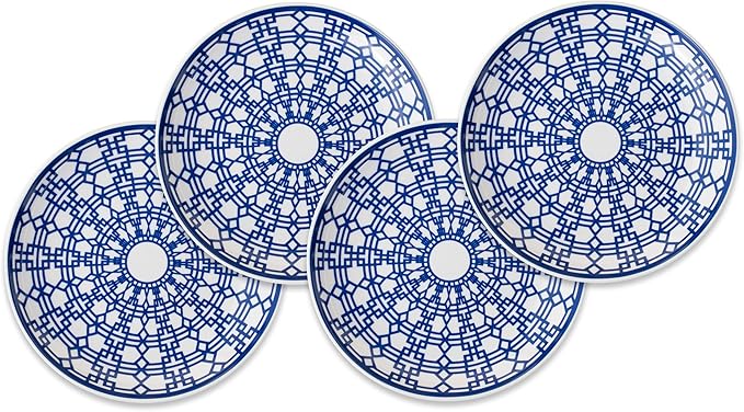 Caskata Newport Garden Appetizer Plates Set of 4 | High-Design Lead-Free Porcelain Dinnerware Dessert Plates Set | Blue Dinnerware Set for Entertaining Everyday, Wedding or Birthday Gifts | 6.35 in