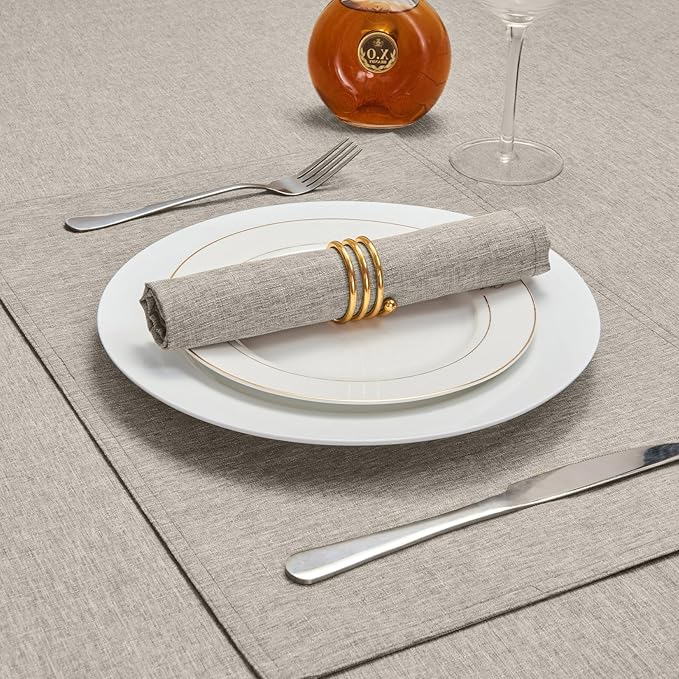 Rectangle Table Cloth Linen Farmhouse Stainproof Waterproof Washable Polyester Oblong Rectangular Fabric Table Cover for Kitchen Dining Dinner(Flaxen/60x104 Inch)