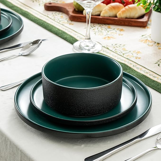 26 OZ Cereal Bowl, 6 Inch Ceramic Bowls Sets for 4, Suitable for Breakfast, Soups, Oatmeal, Ramen, Pho, Udon and Ssoba, Dishwasher & Microwave Safe, Handcrafted Bowls Sets,Modern Green
