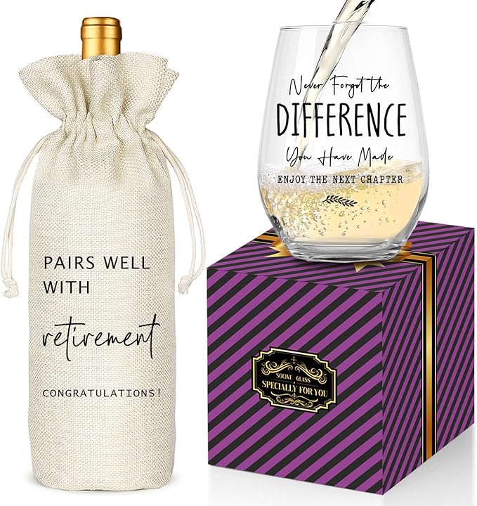 Retirement Gifts for Woman Men, Funny Retirement Wine Glass Gift, Happy Retirement Party Decor, Retired Gifts Leaving Gift for Coworkers Boss Friend (Clear-Retired)