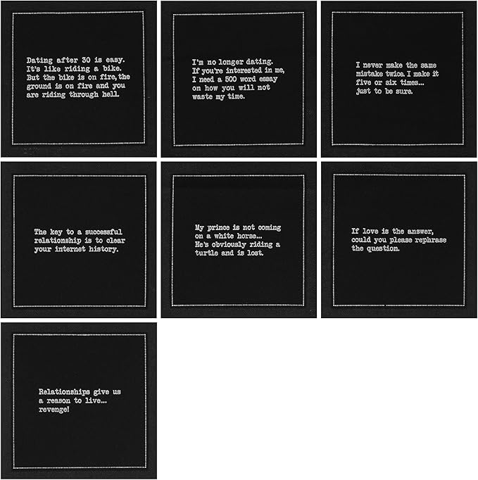 Five Star Funny Realationship Quotes | Black Cotton Cocktail Napkins | 50 Luxury Disposable Beverage Napkins with Witty Bar Quotes | Drink Napkins for Parties, Bars, Weddings & Game Nights