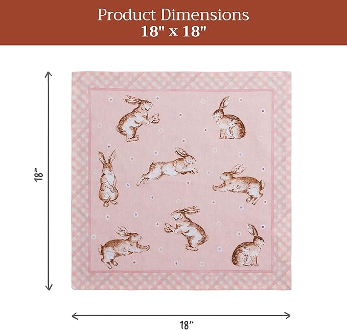 Maison d' Hermine Cloth Napkins Set of 4 100% Cotton Soft & Durable Everyday Reusable Square Napkins Cloth Washable, Dinner, Cocktail Party, Wedding, Restaurant (Easter, 18" x 18")