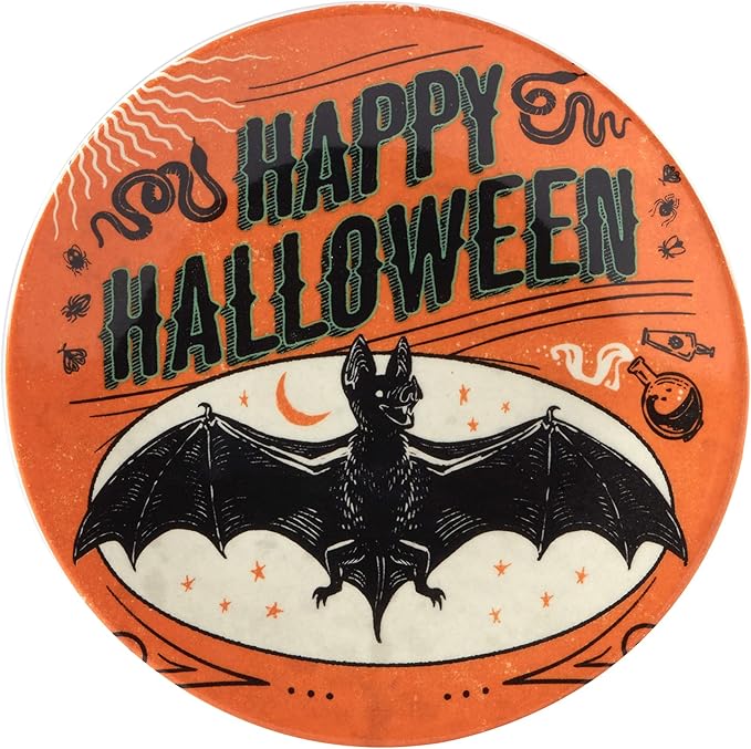 Certified International Scaredy Cat 6" Canape/Luncheon Plates, Assorted Designs, Multicolor, Medium, Set of 4