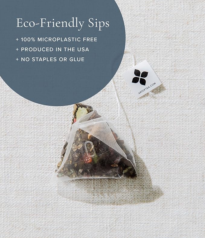 Art of Tea | French Lemon Ginger | 12 Count Eco Friendly Premium Quality Pyramid Tea Bags Sampler Box |Naturally Decaffeinated