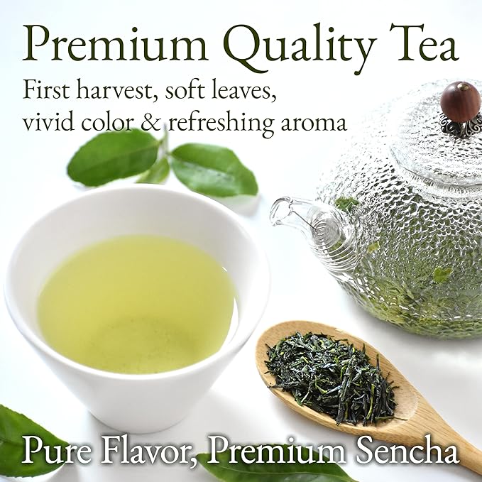 YAMASAN KYOTO UJI Japanese Sencha Green Tea, 100% First-Harvest Loose Leaf, Bright Color, Refreshing Aroma, Well-Balanced and Clean Taste, Unsweetened, Made in Japan, 80g(2.8oz)