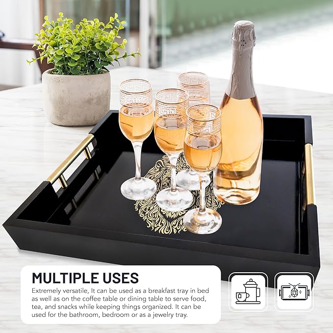 Modern Serving Tray with Lion Design, Ottoman Tray, Tea and Coffee Table Platter, Jewelry Bathroom Organizer, Gift, Gloss Finish