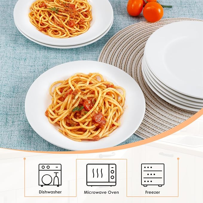 Porcelain Dessert Plates Set of 12, 7 Inch White Dinner Plates, White Salad Plate, Ceramic Appetizer Plate for Snack, Bread, Fruit, Cake, Microwave & Dishwasher Safe