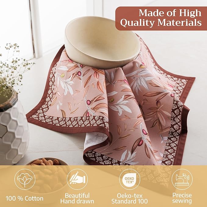 Maison d' Hermine Cloth Napkins Set of 4 100% Cotton Soft & Durable Everyday Reusable Square Napkins Cloth Washable, Dinner, Cocktail Party, Wedding, Restaurant (Nyons, 18" x 18")
