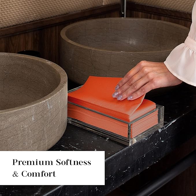 AH AMERICAN HOMESTEAD Disposable Paper Hand Towels for Bathroom - Guest Napkins Linen Like Feel - Ideal for Wedding Reception or Dinner Party 100 Count - Quilted Soft - Large 15.5" x 12" (Terracotta)