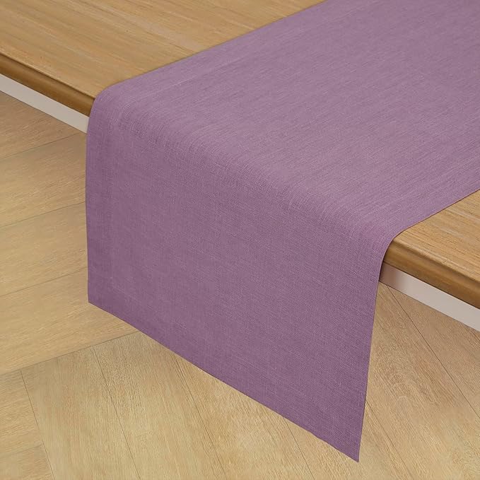 Solino Home Linen Table Runner 108 Inches Long - 100% Pure Linen Mulberry Dining Table Runner 14 x 108 Inch for Valentines, Spring, Easter - Fete