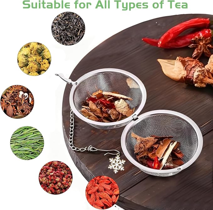 Numola‌ ‌Tea Infuser‌ with Snowflake Pendant - ‌Stainless Steel Tea Strainer‌ for ‌Loose Leaf Tea Steeper‌, ‌Tea Infuser for Loose Leaf Tea‌ - Handmade Tea Ball Filter for Kitchen & Home Use