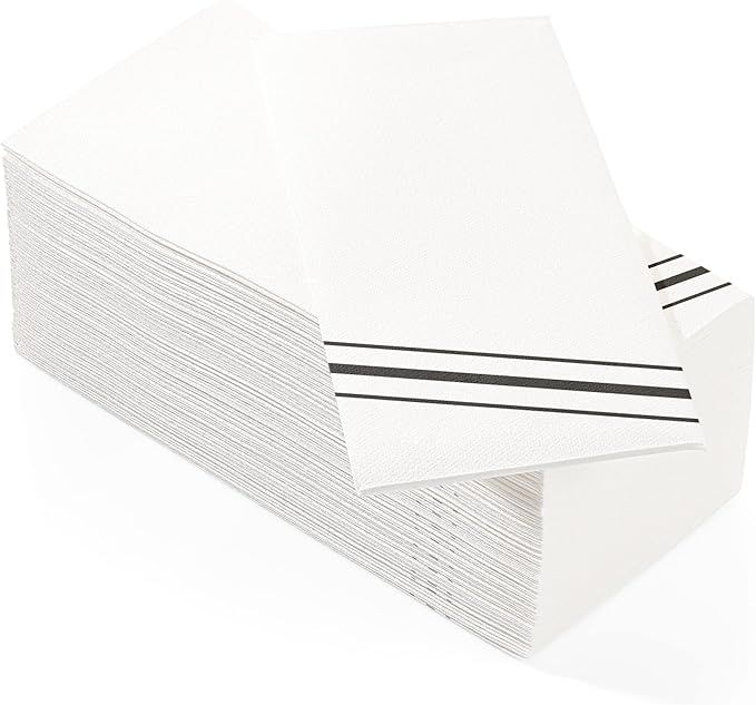 50 Pack Linen Feel Guest Paper Hand Towels | Disposable Super Absorbent Airlaid Paper Towels For Bathroom, Party, Weddings, Or Events | 12 x 17 Inches 1/6 Folded Decorative Design