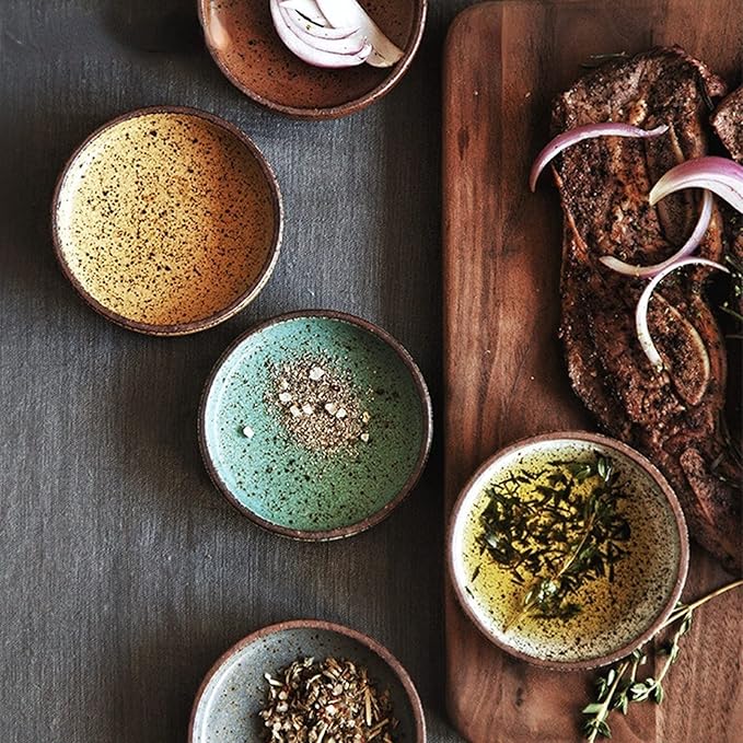 Appetizer Plate 1pcs Dipping Bowl Pottery Round Sauce Dish Ceramic Small Seasoning Dish Wholesale Bowl Clay Wasabi Soy Sauce Dish Snack Plate Sauce Dipping，E