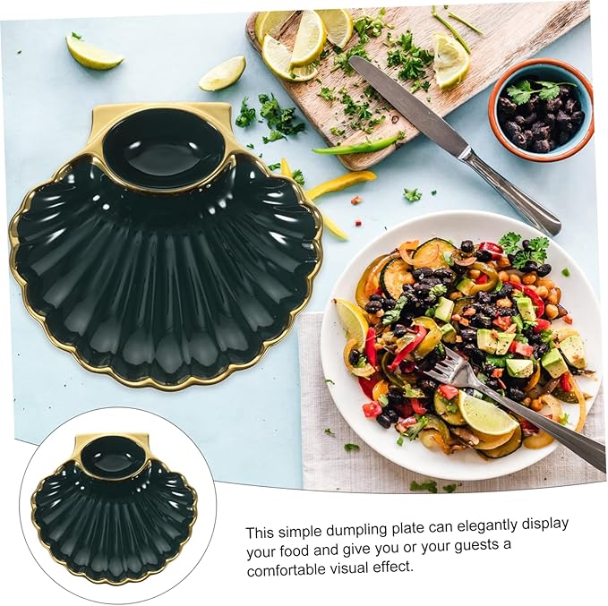 BESTOYARD 1pc Dumpling Plate Vinegar Dish Versatile Serving Platter for Appetizers Sushi French Fries More Stylish Shell-shaped Design for Homes and Restaurants