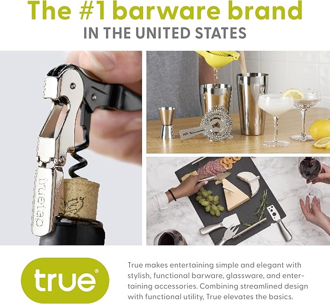 True Brands TrueTap Double Hinged Waiters Corkscrew, Top-notch Stainless Steel Opener with Foil Cutter Built to Last Wine Key Red, Set of 1