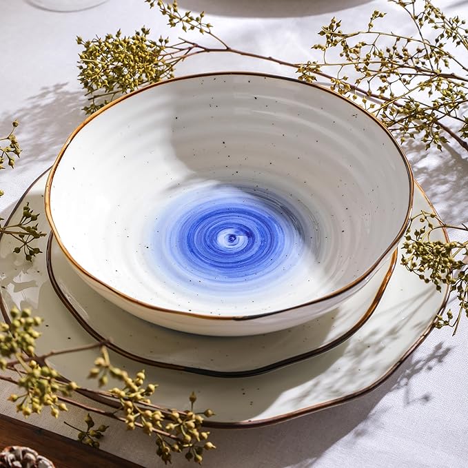 Christian Siriano Luma 16-Piece Dinnerware Set Porcelain, Blue