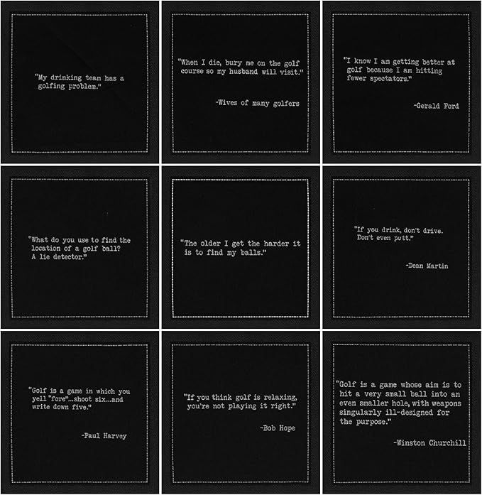 Five Star Funny Golf Humor Quotes | Black Cotton Cocktail Napkins | 50 Luxury Disposable Beverage Napkins with Witty Bar Quotes | Drink Napkins for Parties, Bars, Weddings & Game Nights