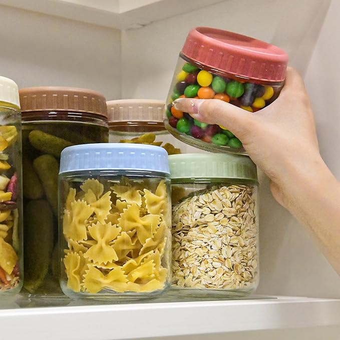 Overnight Oats Containers with Lids, 16oz Glass Jars with Lids 2 pcs, Light Blue, Wide Mouth Mason jars for Salad, Yogurt, Snacks, Meal Prep