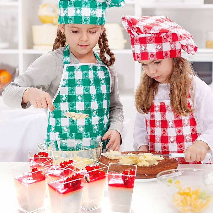 JOLLY CHEF 100 Pack 3 oz Mini Dessert Cups with Spoons and Lids, Square Tall Clear Plastic Parfait Appetizer Cup Small Serving Bowl for Party Desserts