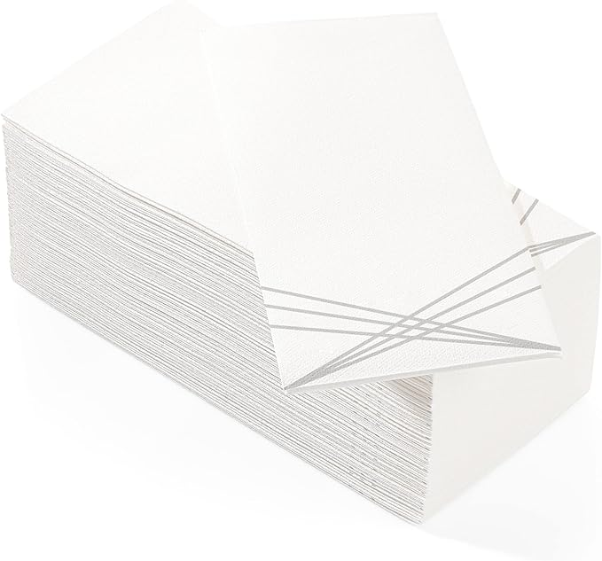 100 Pack Linen Feel Guest Paper Hand Towels | Disposable Super Absorbent Airlaid Paper Towels For Bathroom, Party, Weddings, Or Events | 12 x 17 Inches 1/6 Folded Decorative Design
