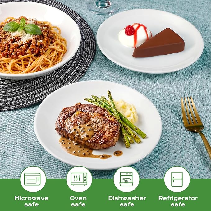Ceramic Plates White Set of 3, 7 Inch Porcelain Dessert Plates Round, Small Serving Dishes for Salad, Snack, Cake, Dinner Microwave Oven Dishwasher Safe