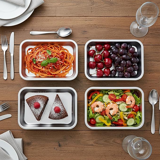 8 Pack Small Stainless Steel Plate 7''L x 5''W Metal Baking Sheet Set Stainless Steel Surgical Tray for Oven, Food Safe Smooth Polished for Campers, Hand Project Medical Instruments, Tattoo, Surgical
