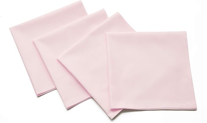 Solino Home Pink Cloth Napkins Set of 4 - Dru Cotton Linen Dinner Napkins 20 x 20 Inch for Christmas, New Year - Handcrafted and Machine Washable