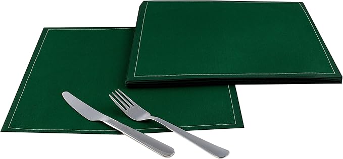 Five Star Napkins 100% Cotton Dinner Napkins, Dinner Napkin, Disposable Napkin, Everyday, Events, Receptions, Party Napkin, Catering, Weddings, Cotton Napkins, Bulk, 25 Pack, British Racing Green