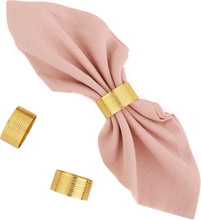 Round Serviette Rings Ribbed Napkin Ring Gold Napkin Rings Set of 12 Metal Napkin Rings Dinner Napkin Holders for Cloth Napkins Thanksgiving Wedding Christmas Party Kitchen Table Decoration