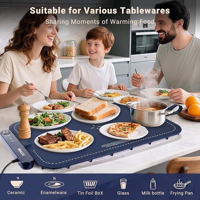 Food Graphene Warmer,24in Portable Warming Trays for Buffets Party,Fast Heating Within 10 Seconds,6-Speed Temperature Regulation,Easy to Clean,Suitable for Gatherings Giving