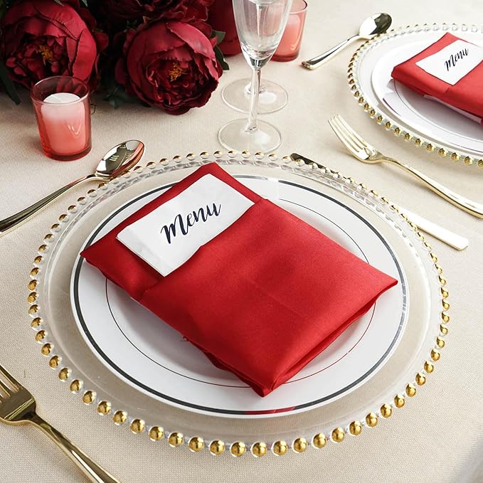 Efavormart 8 Pack | 12" Gold Beaded Round Glass Charger Plates, Event Tabletop Decor