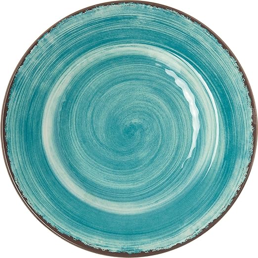 Carlisle FoodService Products Mingle Resuable Plastic Plate Dinner Plate with Pottery Style for Home and Restaurant, Melamine, 9 Inches, Aqua, (Pack of 12)