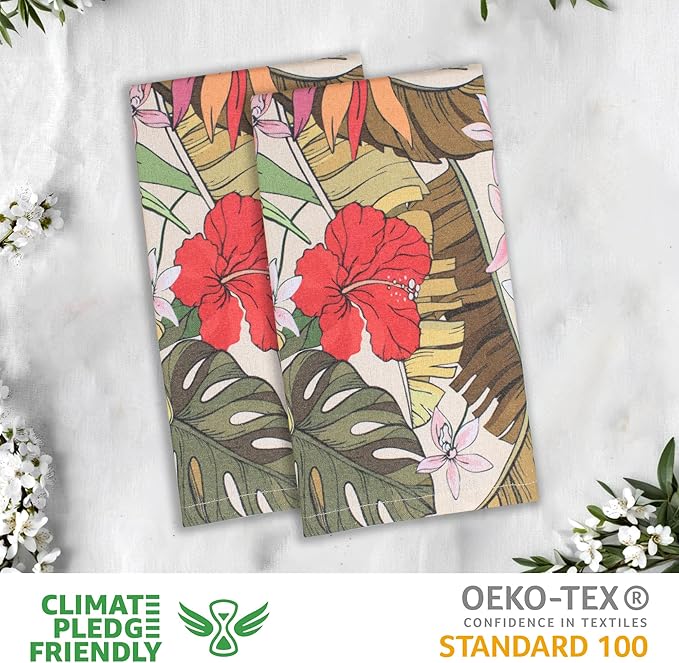 Urban Villa Cloth Napkins 100% Cotton Dinner Napkins Highly Absorbent 20x20 Inches (Set of 12) Hibiscus Print Reusable Washable Soft Durable Premium Napkins Ideal for Home Wedding Parties